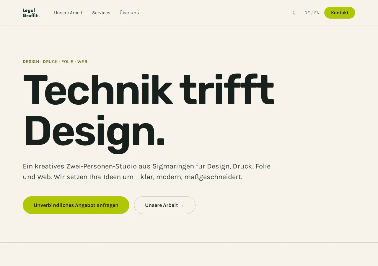 Startseite von legalgraffiti.de nach dem Relaunch.